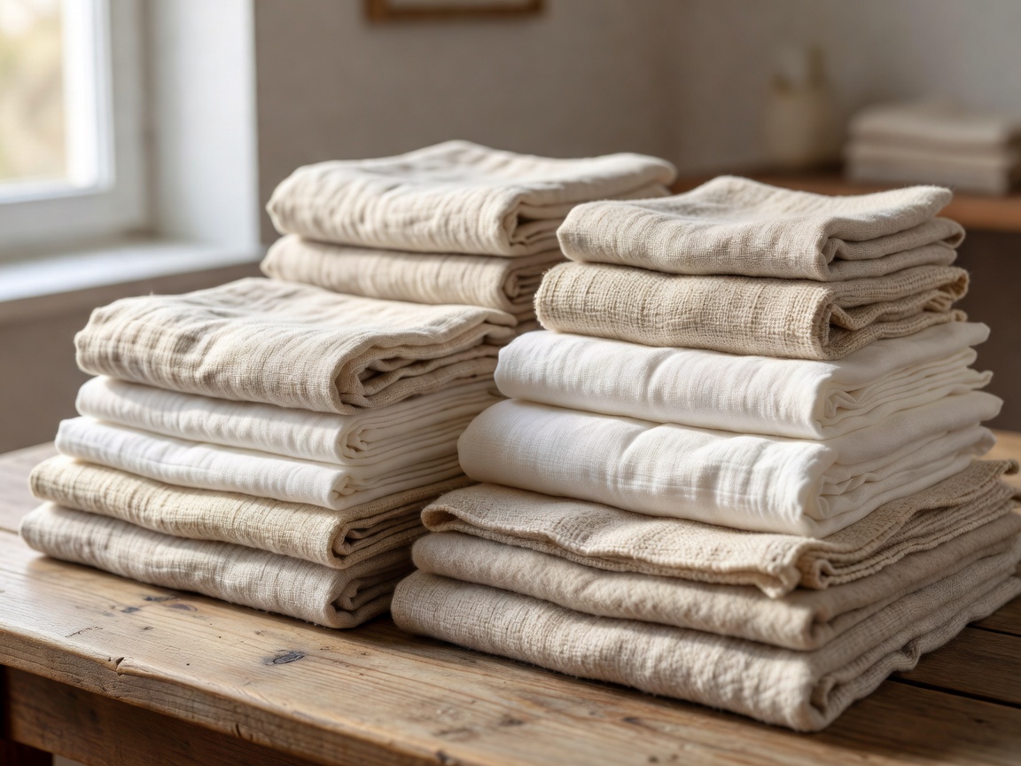 Folded natural fiber textiles and fabrics